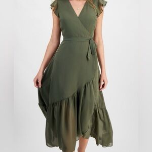 Bar III Olive Green Wrap Around Dress